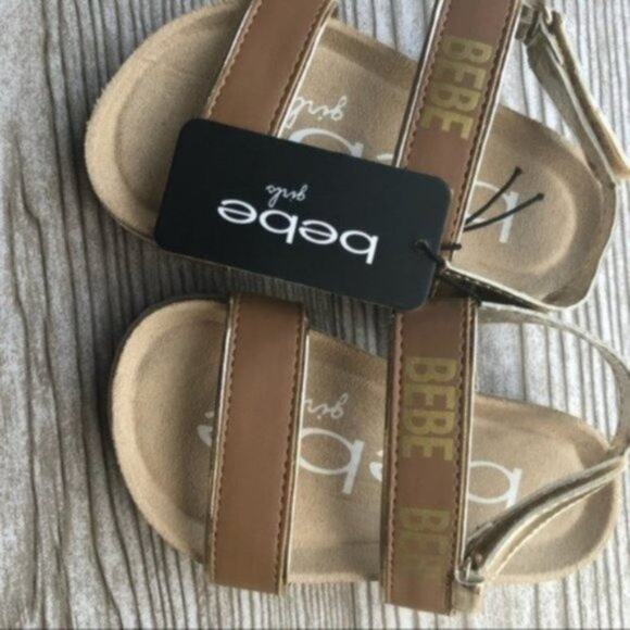 Bebe Brown & Gold Toddler Girl’s Sandals Sz 8 - Picture 8 of 10